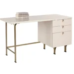 Celine Sleek Home Office Desk - Contemporary Workstation with Drawer Storage in Matte Cream
