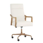 Collin Ergonomic Office Chair in Natural Wood Finish - Adjustable Swivel Task Chair with Cushioned Seat