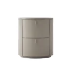 Cream Cylinder Nightstand - Modern Round Bedside Table with Storage in Matte Cream Finish